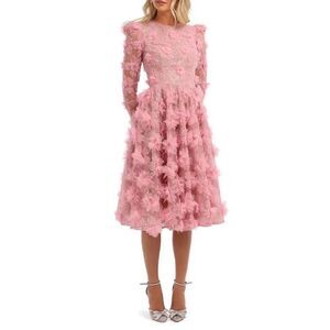 HELSI Lisa 3d Floral Long Sleeve Cocktail Dress pink Wedding Guest Size  S NWOT